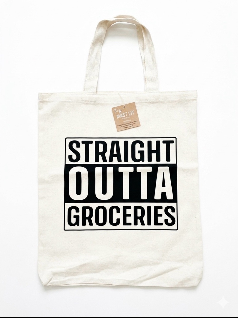 Canvas Tote Bag - Straight Outta Groceries - Cream